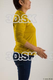 Arm flexing reference of yellow sweater blue jeans Gwendolyn 0012